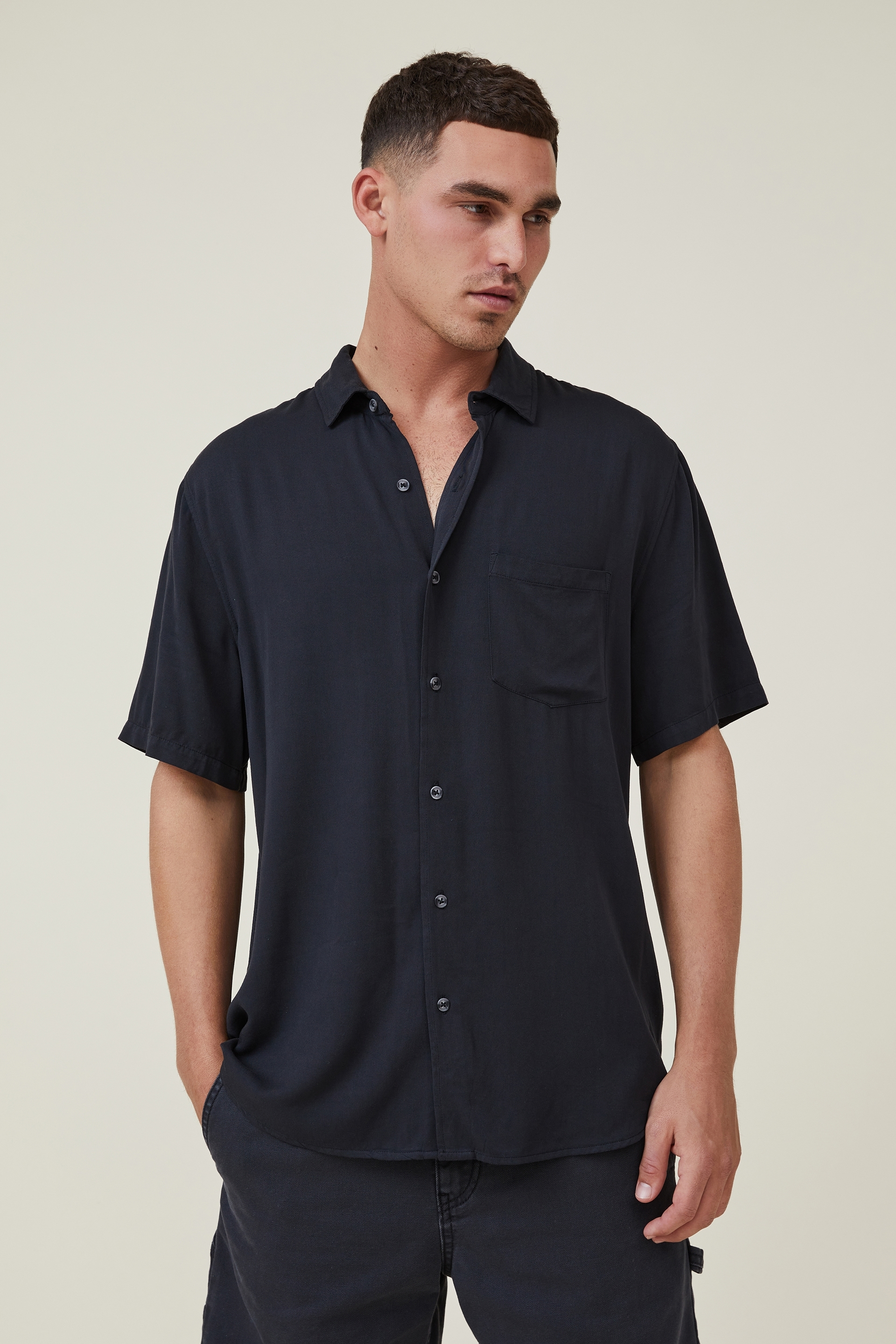 Cotton On Men - Cuban Short Sleeve Shirt - Washed black