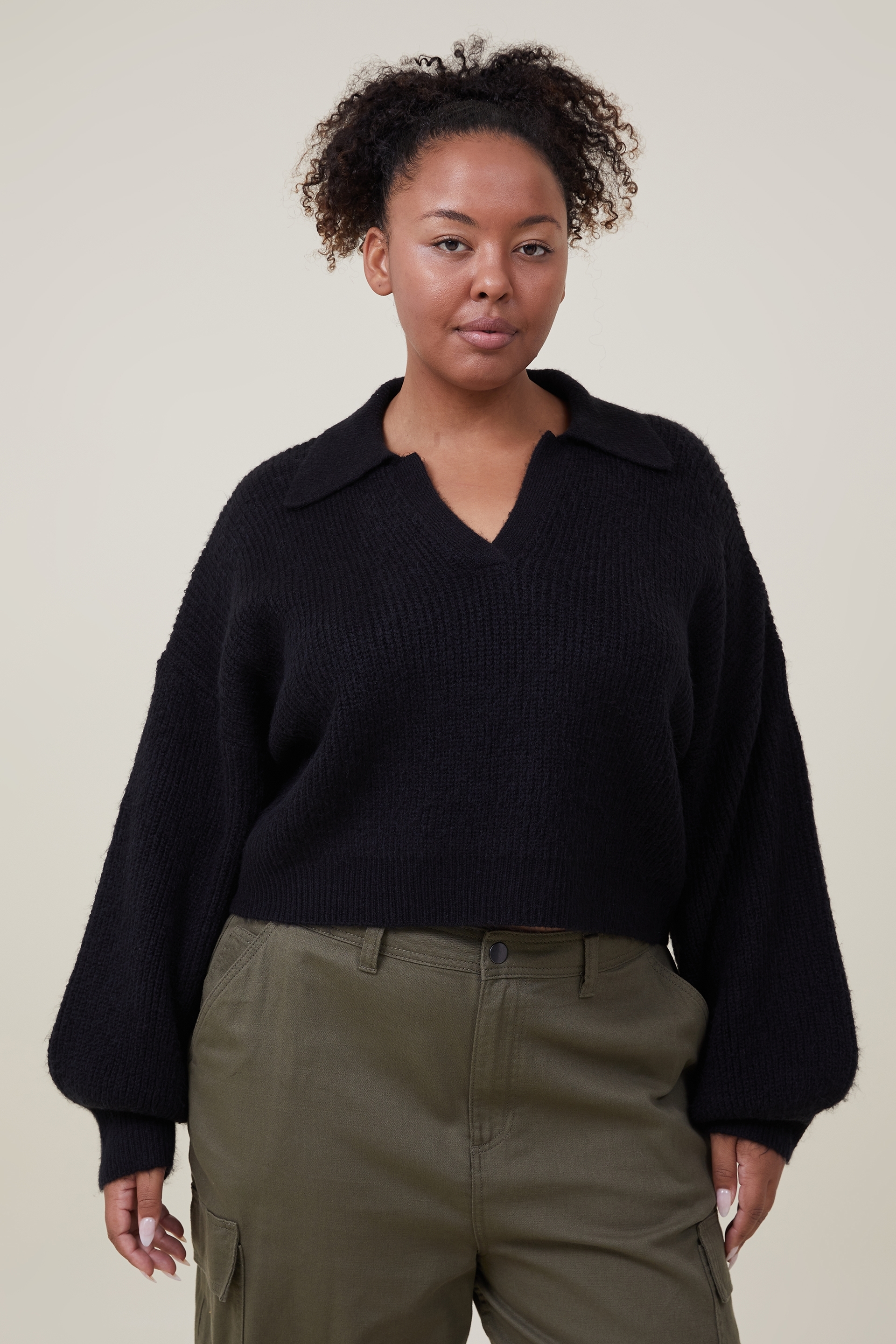 Cotton On Women - Blondie Rib Collar Pullover - Black