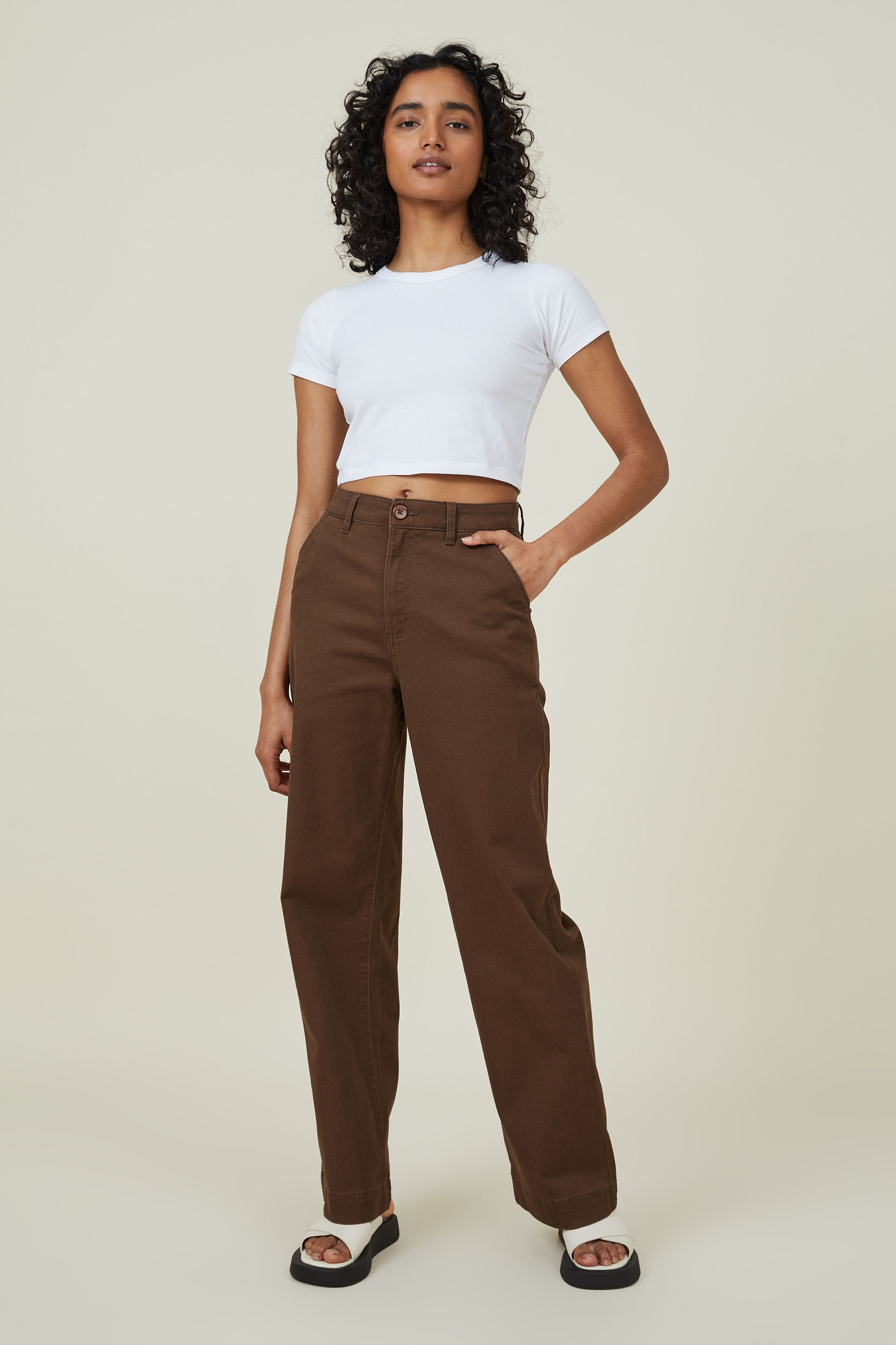 Cotton On Women - Carter Wide Leg Pant - Chocolate brown