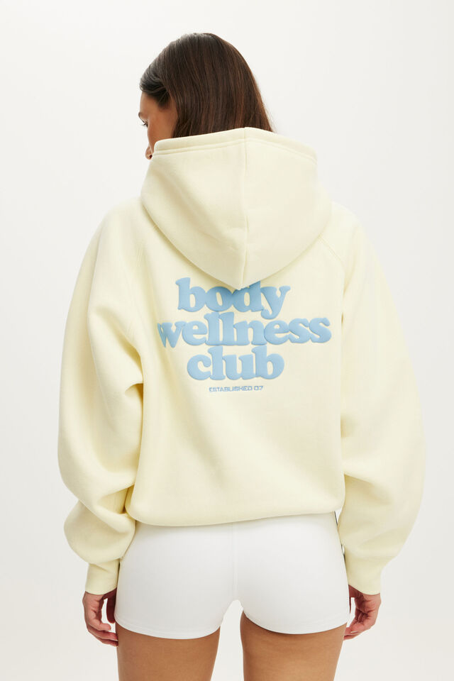 Plush Premium Graphic Raglan Hoodie, LEMON ICING/BODY WELLNESS