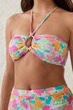 Keyhole Bandeau Bikini Top, CELESTE FLORAL/WHITE - alternate image 2