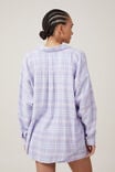 Flannel Boyfriend Long Sleeve Shirt Personalised, PURPLE CHECK - alternate image 3