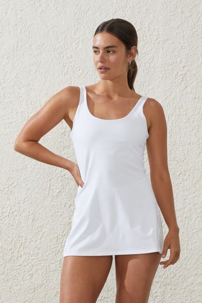 Ultra Soft Contrast Panel Dress, WHITE