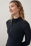 Camiseta - Active Fleece Lined Half Zip Long Sleeve, BLACK - vista alternativa 2
