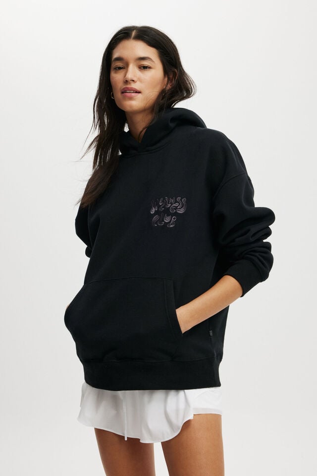 Plush Premium Graphic Hoodie, BLACK/BHWC WELLNESS CLUB