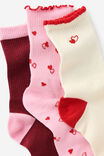 Gift Sleep Sock 3Pk, RED DITSY/HEART - example image 3