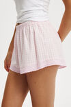 Woven Sleep Short With Lace Trim, MARIE GINGHAM PINK - alternate image 2