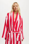 Luxe Terry Robe, PINK/RED CLAUDIA STRIPE - alternate image 4