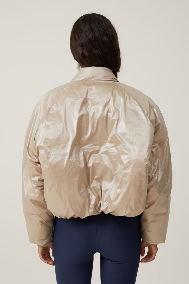 The Recycled Mother Puffer Bomber Jacket, WHITE PEPPER