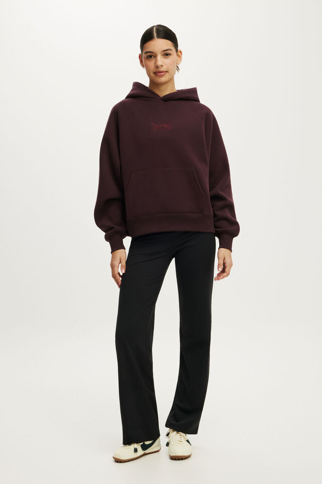 Plush Premium Graphic Raglan Hoodie, ITALIAN PLUM/OFF SEASON