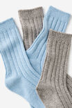 Cozy Ribbed Sleep Sock 2Pk, VIOLET BLUE/GREY MARLE - example image 3