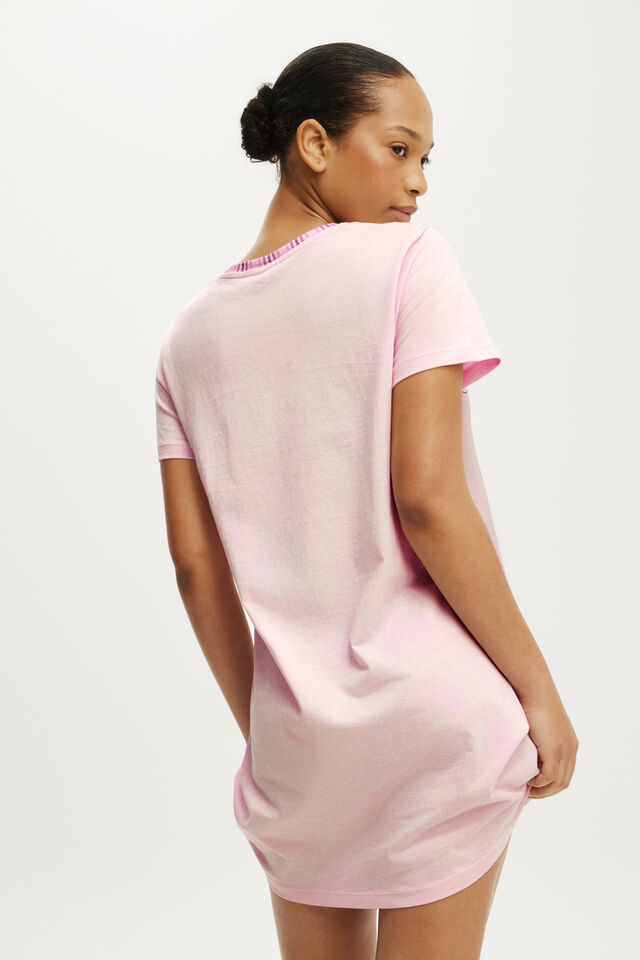 Relaxed Graphic T-Shirt Nightie, HALF ASLEEP PINK KISS