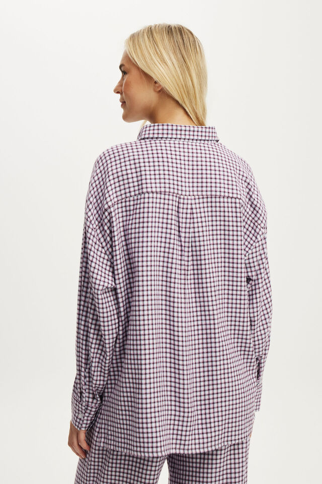Personalised Cloud Soft Flannel Oversized Shirt, MICCY CHECK VIOLET BLUE