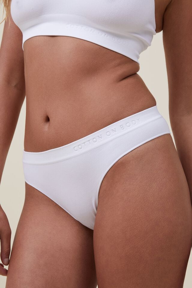 Seamless Hipster Cheeky Brief, WHITE