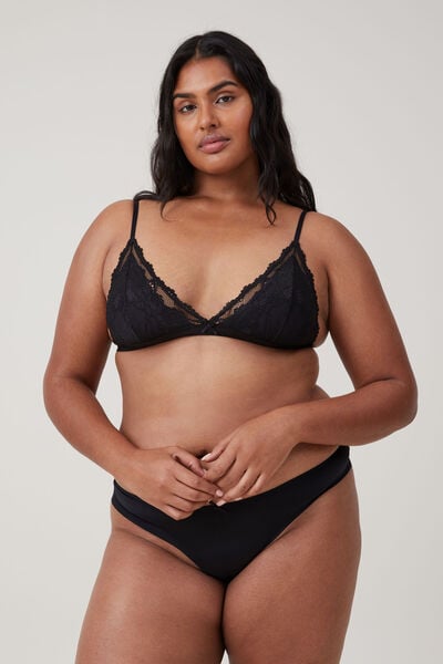 Sutiã - Everyday Lace Triangle Padded Bralette, BLACK