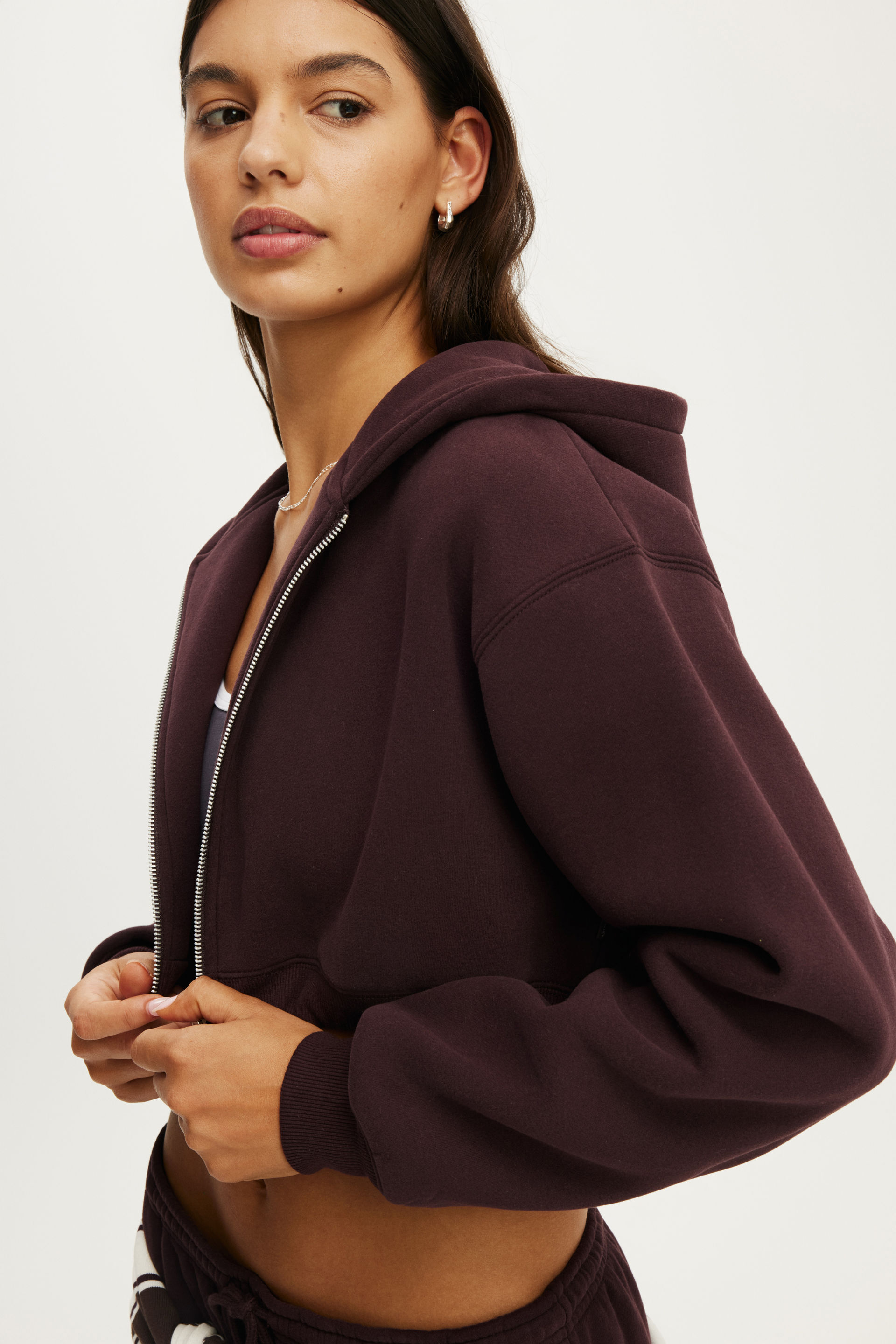 Plush Micro Cropped Zip Through