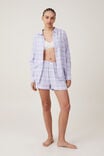Flannel Boyfriend Long Sleeve Shirt Personalised, PURPLE CHECK - alternate image 4