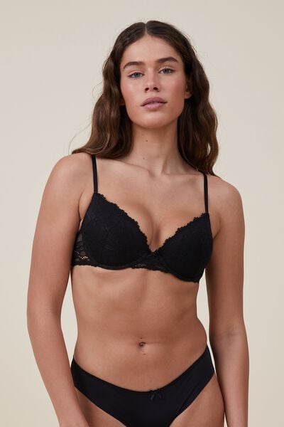 Forever Yours Lace T-Shirt Bra, BLACK