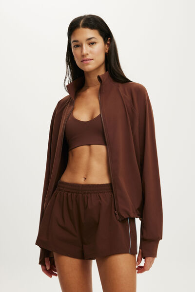 Active Oversized Track Jacket, CHESTNUT