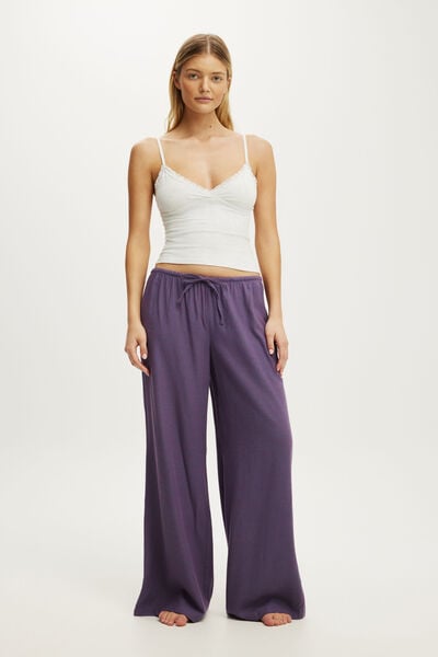 Cloud Soft Flannel Wide Leg Pant, MINNIE MICRO CHECK STEELY BLUE MULTI