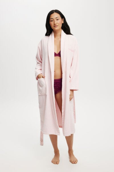 Luxe Terry Robe Personalised, TENDER TOUCH PINK