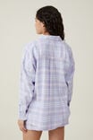 Flannel Boyfriend Long Sleeve Shirt, PURPLE CHECK - alternate image 3