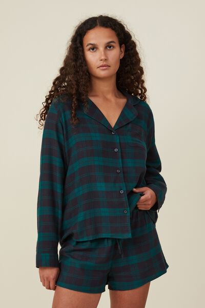 Flannel Sleep Set, NAVY/GREEN CHECK