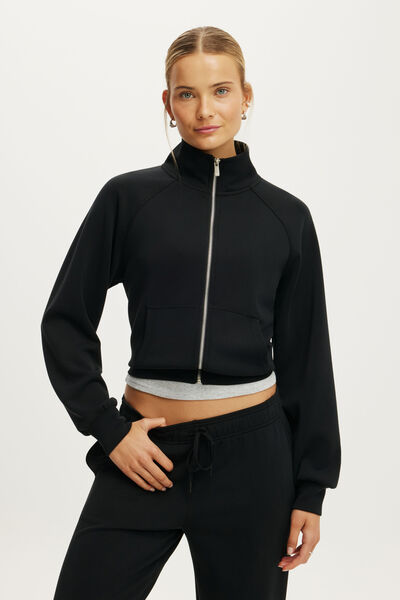 Ultimate Soft Funnel Neck Jacket, BLACK