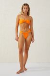 Calcinha De Biquíni - Gathered Strap Brazilian Bikini Bottom, BLAZING ORANGE TEXTURED JACQUARD - vista alternativa 4