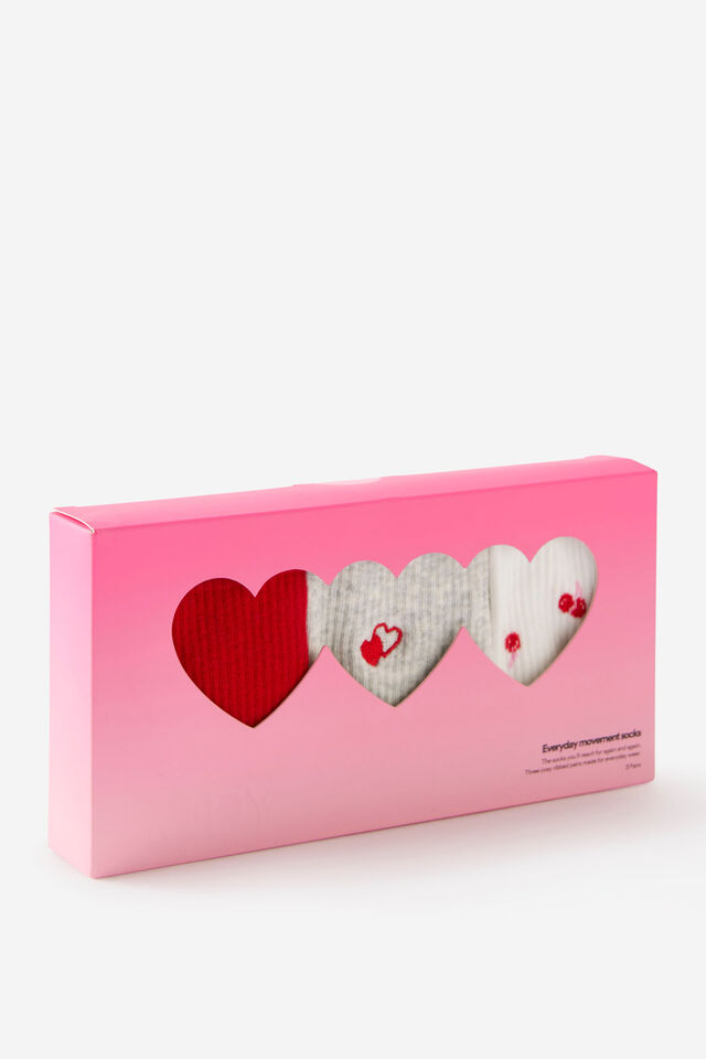 Gift Sleep Sock 3Pk, PINK KISS/CHERRY
