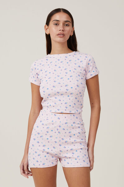 Picot Pointelle T-Shirt, IMOGEN DITSY PINK