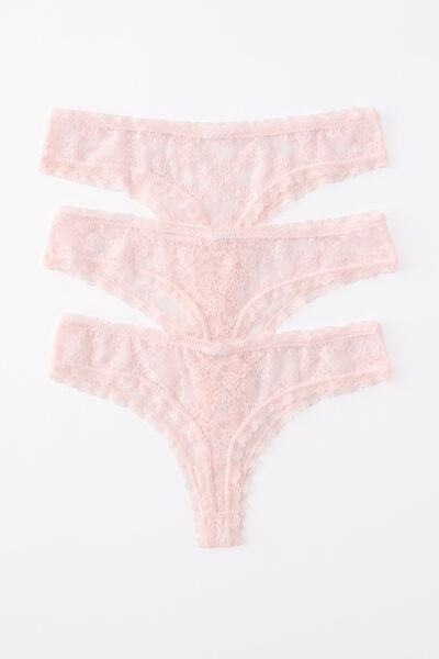 Remi Lace  G - String 3 Pack, PINK KISS
