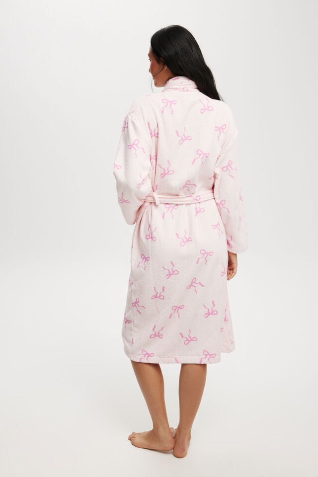 Luxe Terry Robe Personalised, MISSY BOWS/TENDER TOUCH PINK