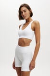 Seamless Plunge Strappy Back Crop, WHITE - alternate image 1