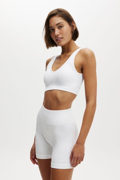 Sutiã - Seamless Plunge Strappy Back Crop, WHITE