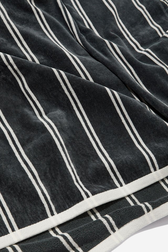 Cotton Beach Towel, CLASSIC STRIPE BLACK WHITE