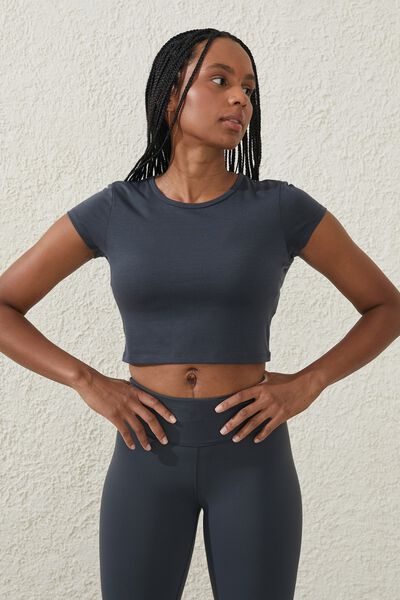 Active Fitted Cropped Tee, ELEMENT BLUE