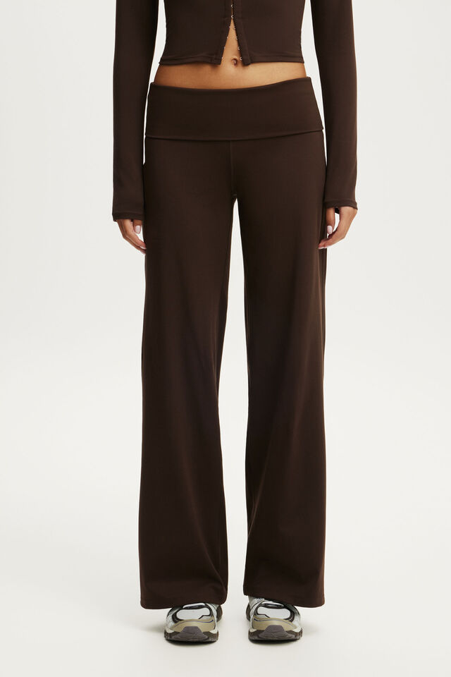 Ultra Soft Roll Over Wide Leg Pant, FRENCH ROAST