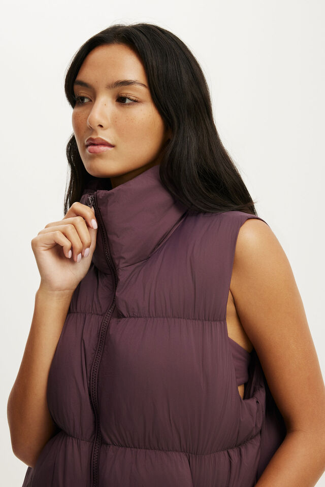 The Mother Puffer Vest, CHOC PLUM