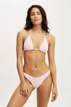 Soft Dip High Side Brazilian Bikini Bottom, PINK PETAL WAFFLE - example image 4