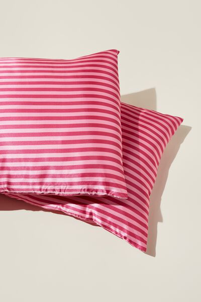 Luxe Satin Pillowslip Duo, PINK JELLY STRIPE