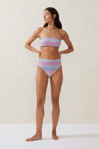 Highwaisted Cheeky Bikini Bottom, SIERRA OMBRE SUNSET METALLIC
