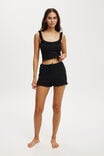 Rib Ruffle Short, BLACK - alternate image 1