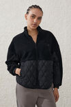 Sherpa Contrast Quilted Jacket, BLACK - alternate image 1