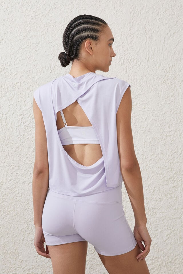 Active Open Back Tshirt, LILAC LIGHT