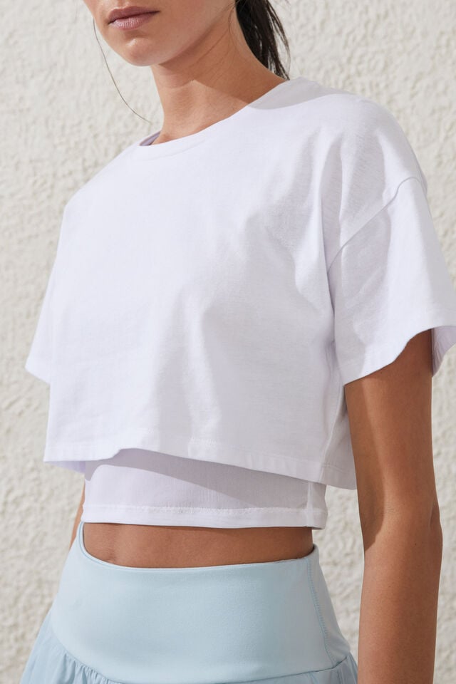 Mesh Layered Tshirt, WHITE