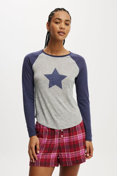 Raglan Long Sleeve Top, VOYAGE BLUE/ STAR