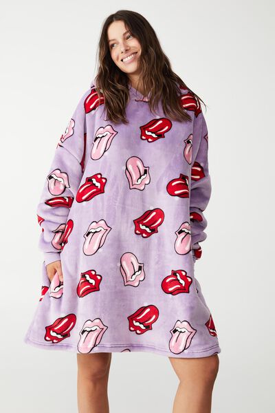The Snuggle Oversized Hoodie, LCN BR/ROLLING STONES TONGUE