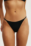 Branded Cotton Cheeky Tanga Brief, BLACK - example image 2