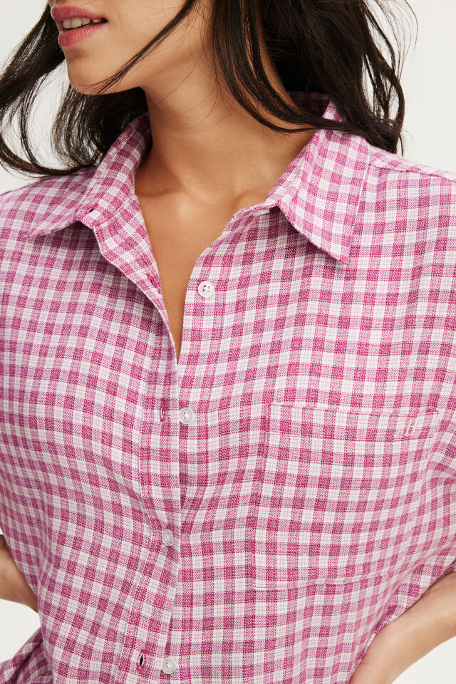 Personalised Cloud Soft Flannel Oversized Shirt, LUCY CHECK PINK KISS